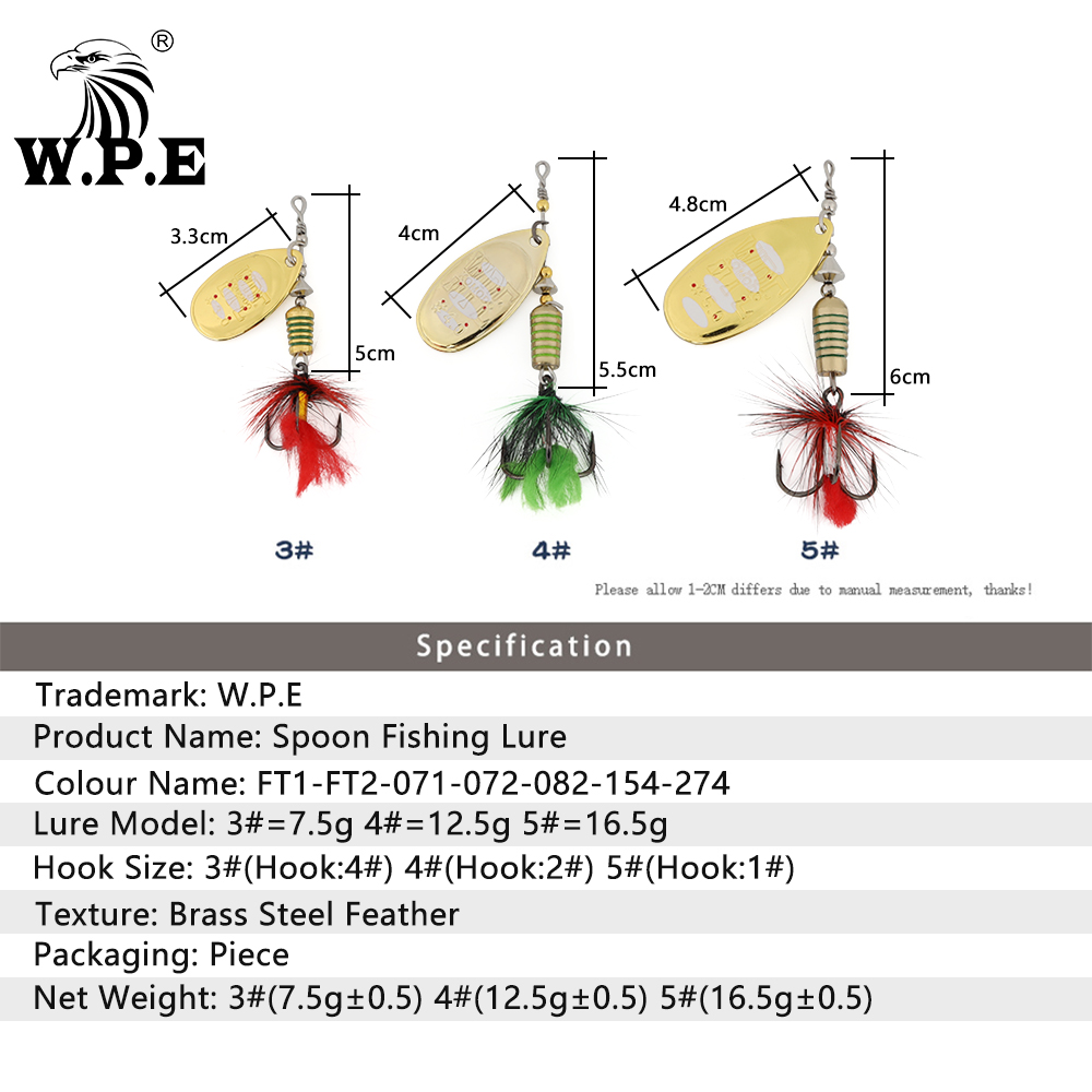 W.P.E KOMODO Spinner Lure 2pcs - Fishing Lure Spoon review and price