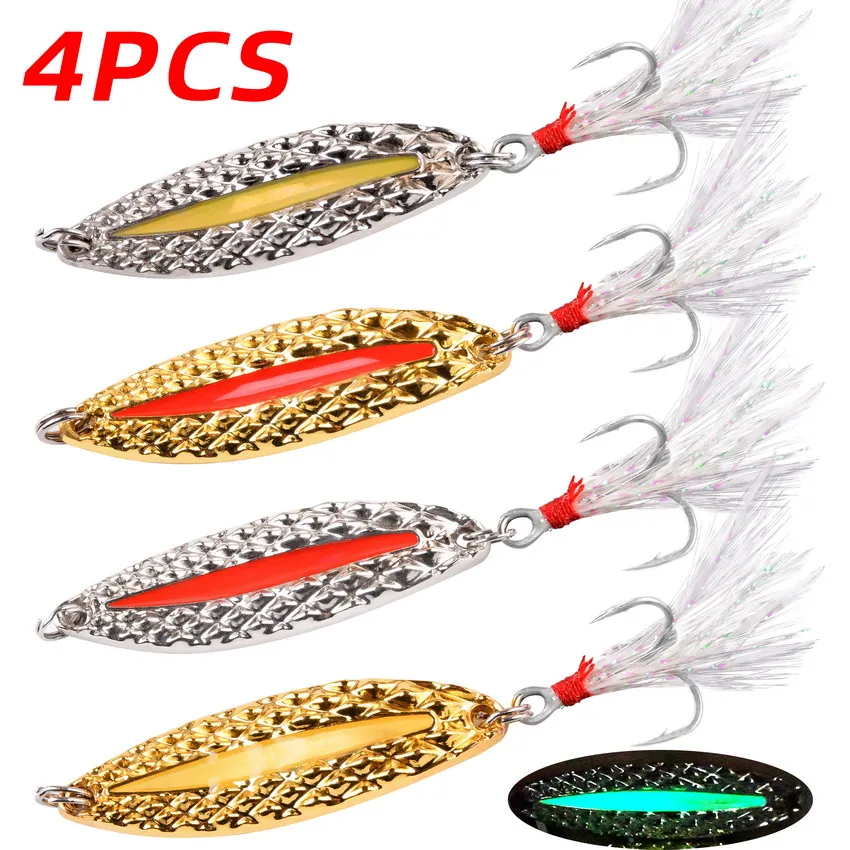 4pcs Luminous Metal Fishing Lu - Fishing Lure Spoon review and price